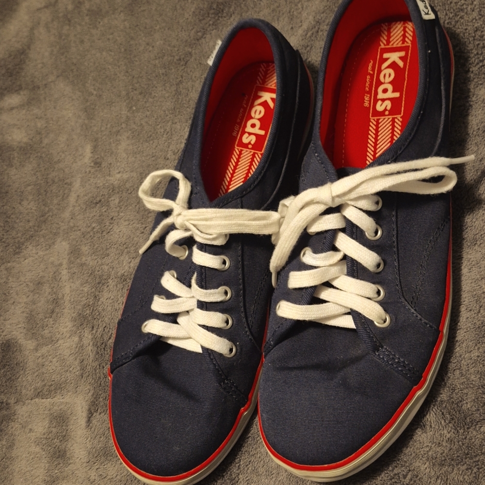 Keds Classic Navy Blue Sneakers with Red Accents